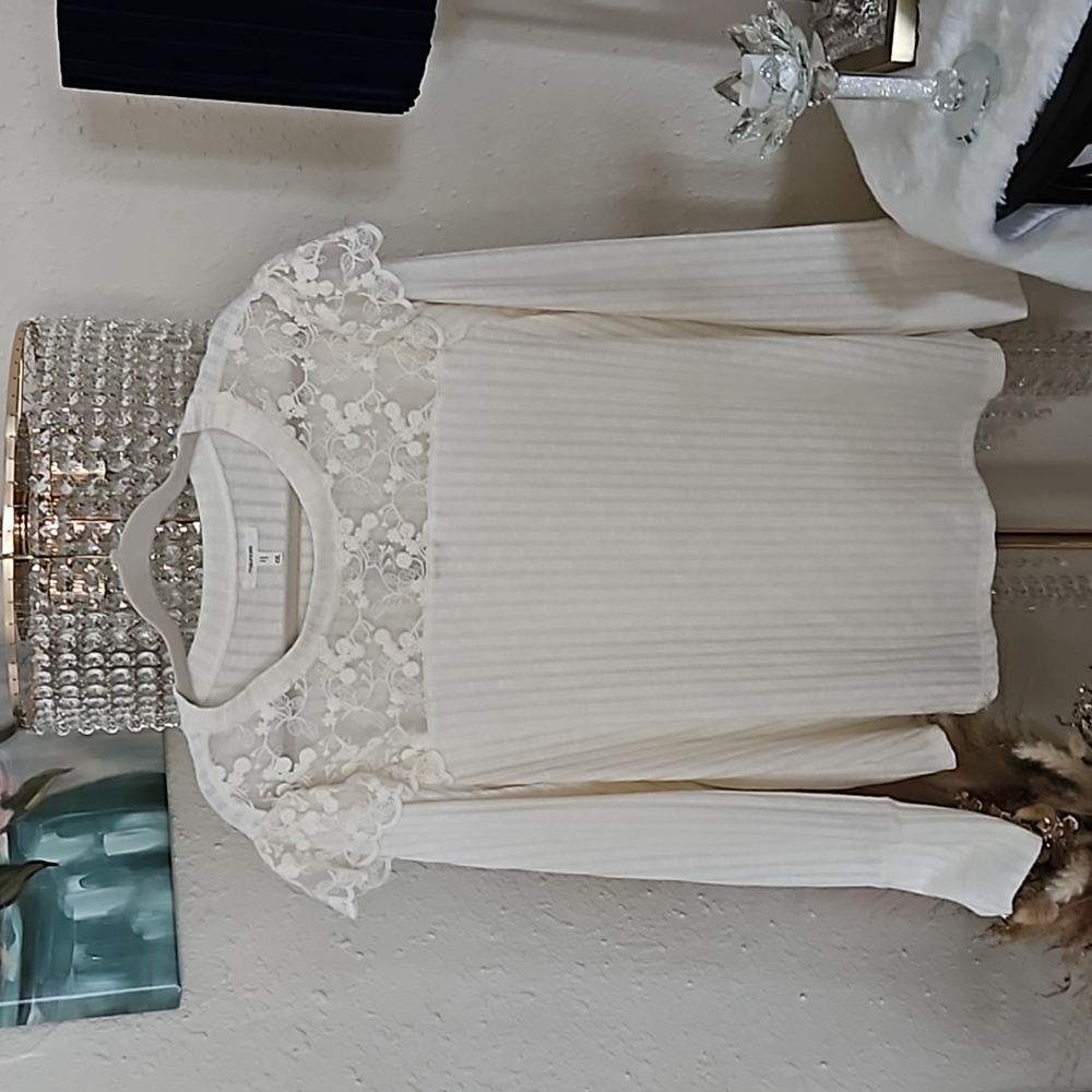 Maurices Cream Lace Sweater